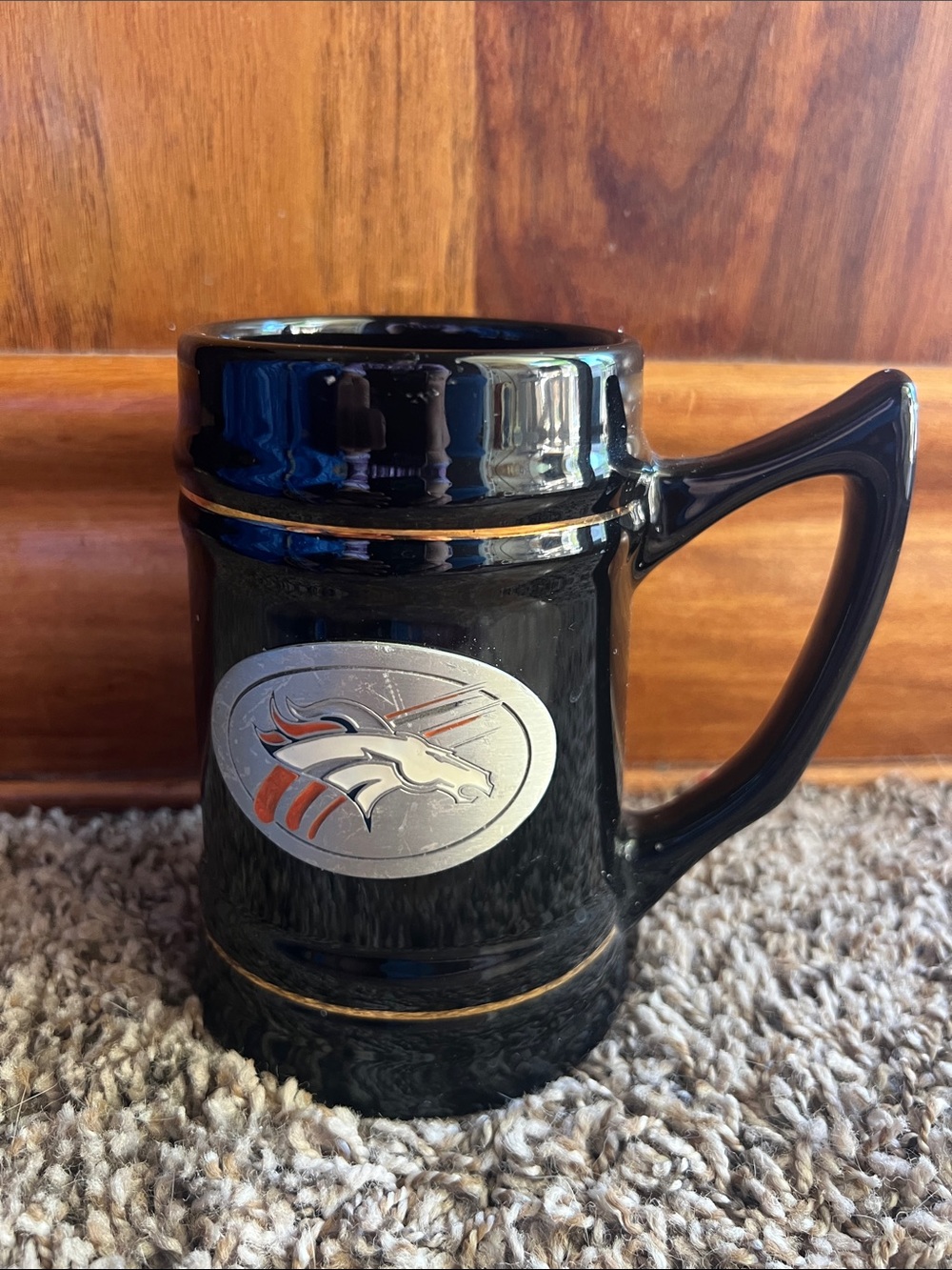 Denver Broncos Black Ceramic Beer Stein with Team Emblem NFL